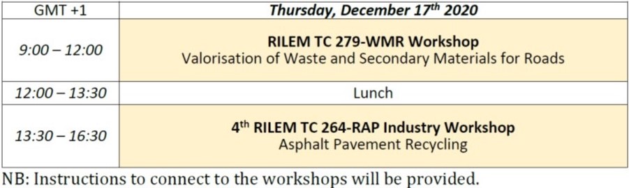 RILEM ISBM Lyon 2020 Overview program - Thursday, December 17th